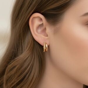 Small Gold Tone Hoop Earrings, Women's Fashion Jewelry
